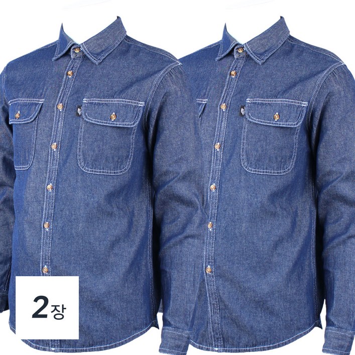[더빅보스] 2장세트 WD 기본 청남방 데님 셔츠