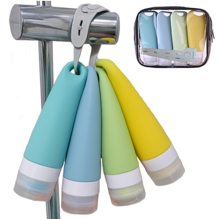 베러바이즈 고급 실리콘 고리 공병 수영장 여행용 90ml 4개 세트, 1세트, 파스텔톤