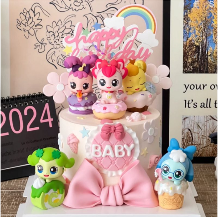 티니핑 하츄핑 생일 케이크 토퍼 피규어 세트 / 여아 캐릭터 장식 인형 6종
