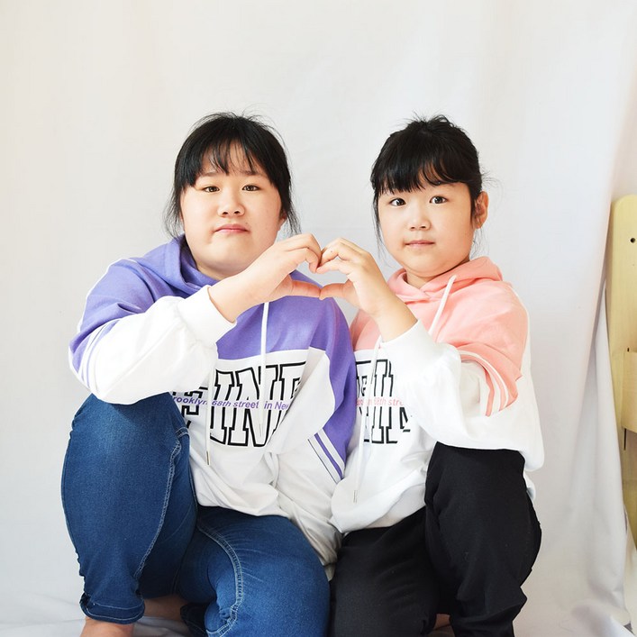 주니어 후드티 초등여아 봄 티셔츠 자매룩 고학년 중학생옷