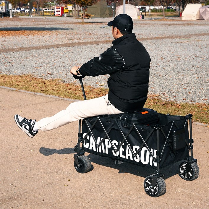 캠프시즌 e편한 전동캠핑웨건 대형 캠핑 웨건 카고형, 1개, 블랙