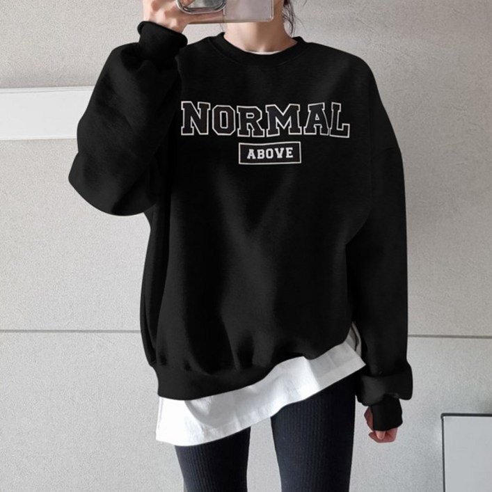 마이쏭 여성 빅사이즈 기모맨투맨 보브레터링오버핏맨투맨(기모)