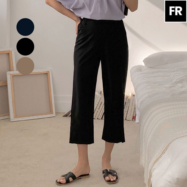 페이버릭 여성용 냉감슬랙스 8부 팬츠 아이스 스판 빅사이즈 2XL까지 링클프리