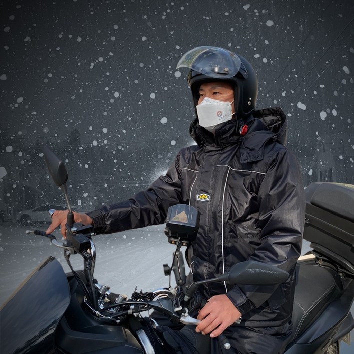 도롱이 우비 방수 방한복, 1개, 검정