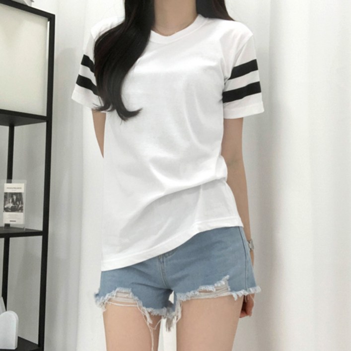 티데일리 20수 2선 라운드 반팔 티셔츠