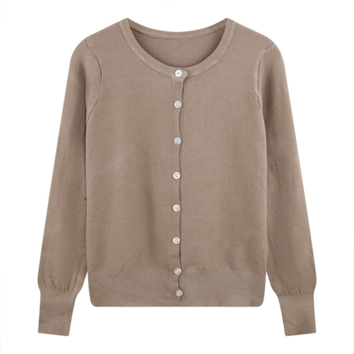 하바우 여성   루즈핏 베이직 라운드 니트가디건