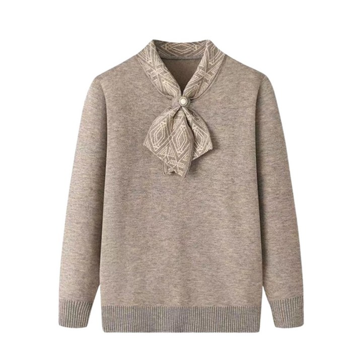 메이리앤 중년 여성 니트 스웨터 스카프 일체형 두툼한 엄마옷