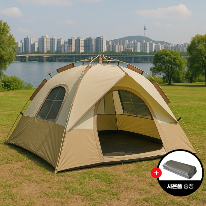 오콘토 원터치 텐트 피크닉 캠핑 야외 방수 휴대용 창문형 텐트, 46인용