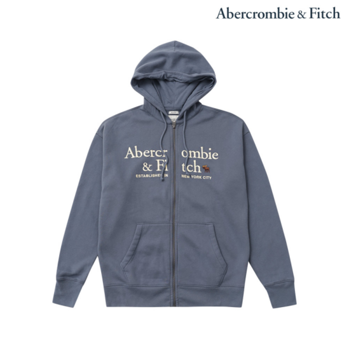 [A＆FITCH] 아베크롬비 그래픽 후드 집업 GRAY BLUE