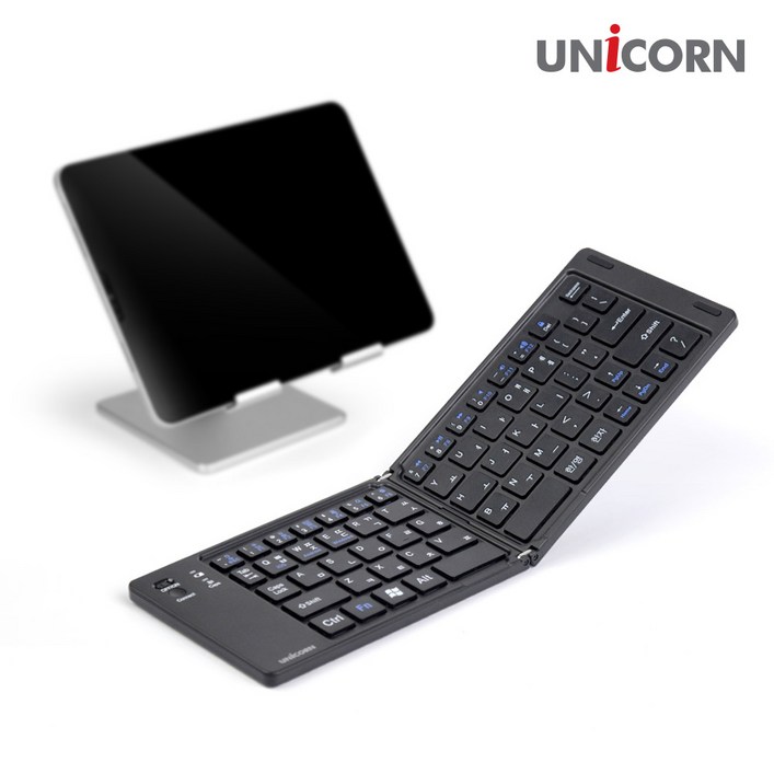 유니콘 무선 접이식 블루투스키보드 휴대용 미니 무선키보드 C타입 충전방식 BK800SB