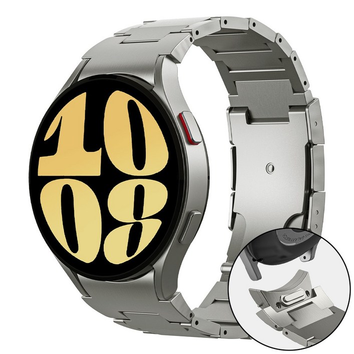 별다섯 갤럭시워치4 / 워치5 / 워치6 / 워치7 FE 호환 메탈 티타늄 원터치 스트랩 밴드 ( 줄조절툴포함 )