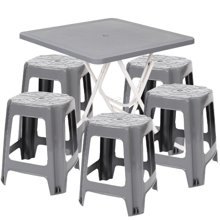 지오리빙 포장마차 사각 테이블 1개 사각의자 5개 세트