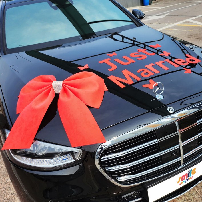 왕리본 빅리본 웨딩카 장식 큐빅 더블 심플 리본 단품 세트