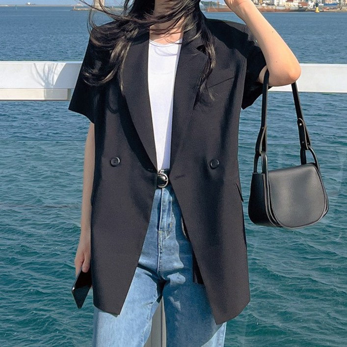 초특가 고퀄리티국내 자체 제작당일 발송 엘린 더블 원버튼 반팔 여름 자켓