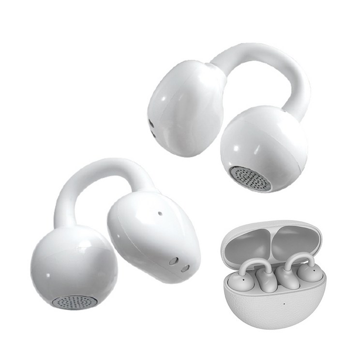 람쏘 러닝 운동 귀찌 귀걸이형 오픈형 블루투스 무선 이어폰, 화이트, LifeOpenWin C3