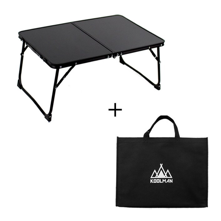 KOOLMAN쿨맨 다용도 캠핑 미니 테이블 ver2, 미니폴딩테이블  올블랙B2  수납가방