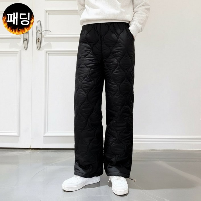 끌로이 여성 패딩바지 겨울바지 방한 누빔팬츠 일자핏 밴딩바지 조거스트링