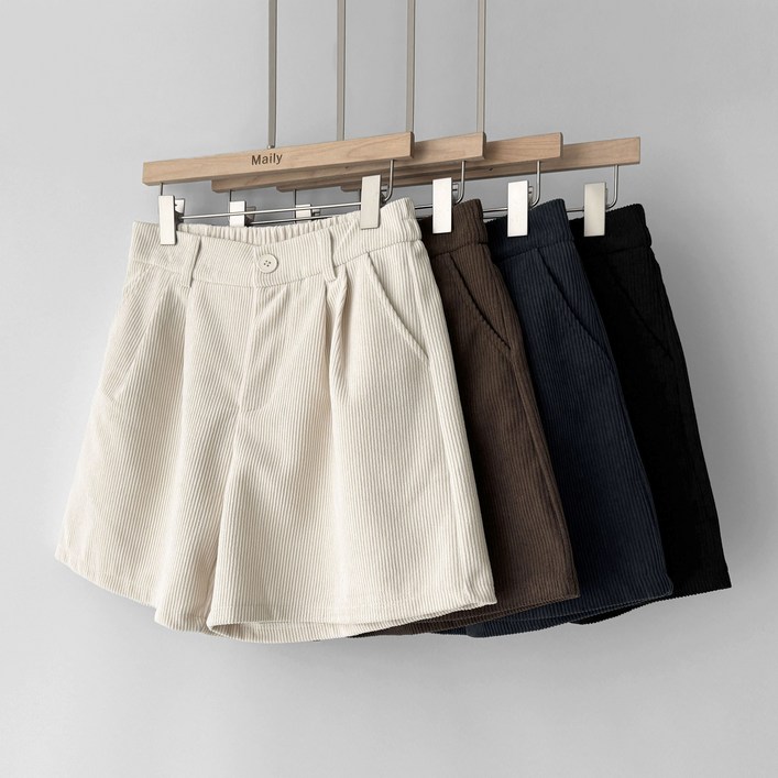 메일리 핀턱 5부 골덴 밴딩 가을 겨울 4부 코듀로이 여자 여성 버뮤다 반 바지 숏 팬츠