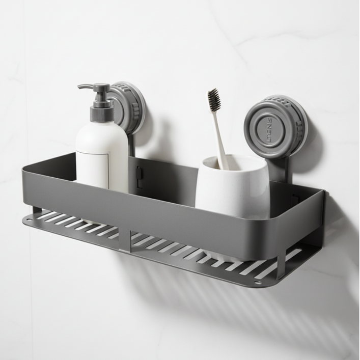 리틀보이 초강력 진공흡착 무타공 욕실선반, 1개