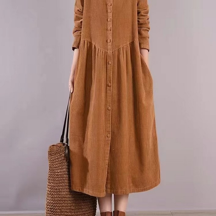 루비샵 여성 빅사이즈 루즈핏  벨벳 셔츠 롱 원피스 4종컬러
