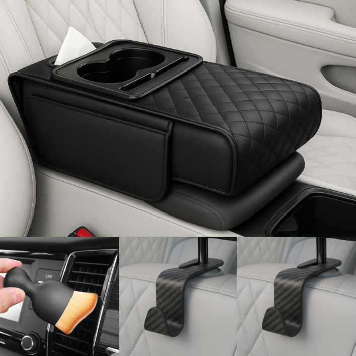 아이셀로 차량용 콘솔 박스 쿠션 수납함 컵홀더