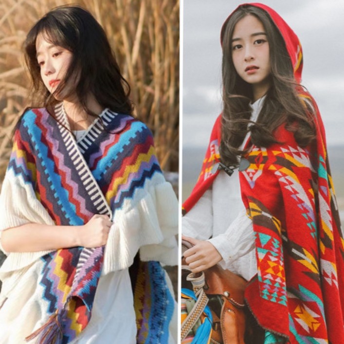 시뮤꾸 몽골 여행 판초 패션 후드담요 망토 시뮤꾸 몽골 여행 판초 패션 후드담요 망토