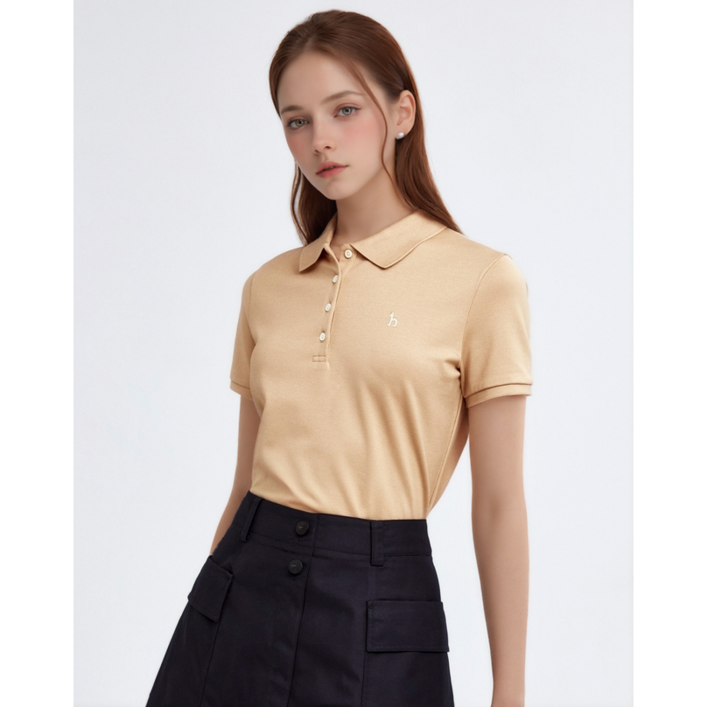 헤지스 여성용 아이코닉 베이직 반팔 카라 티셔츠 HSTS4BC31