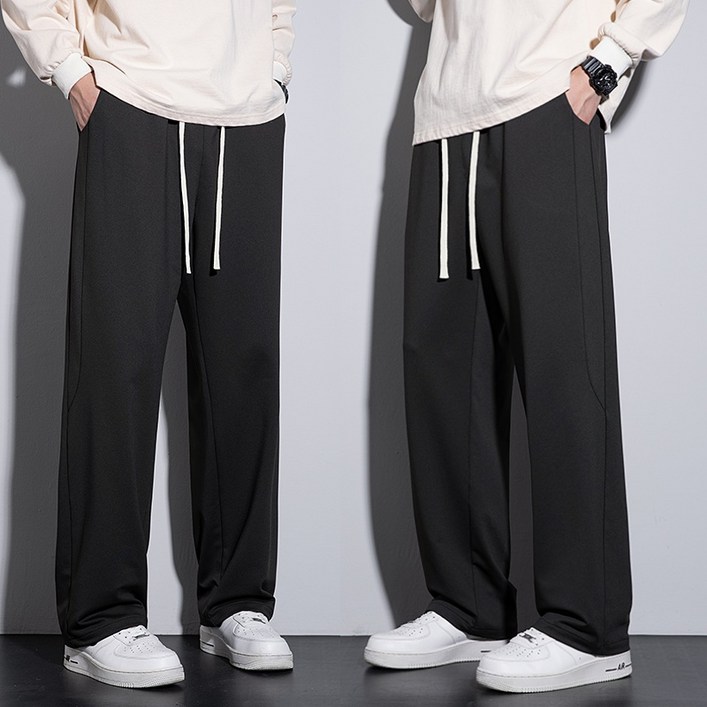 11남성용 트레이닝바지 데일리 세미 와이드 스판 밴딩 슬랙스 바지 2장세트 베이잉