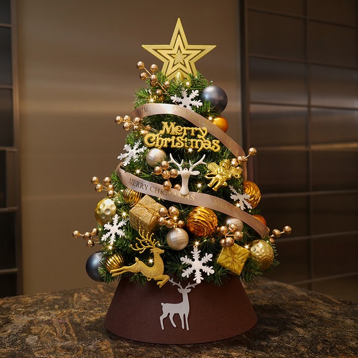 JEWAY  크리스마스트  테이블 탑 트리60cm  엘크 스타일