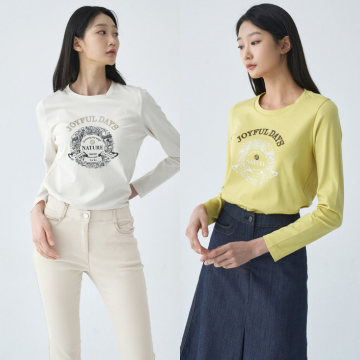 지센 이월상품 부산점  프린팅 포인트 티셔츠 LCTSO223 2컬러