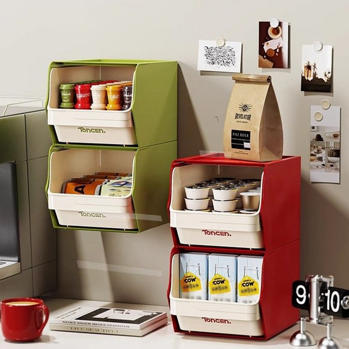 다용도 수납 정리함 서랍식 티백 커피 캡슐 화장품 보관함 주방 사무실 탕비실 수납함