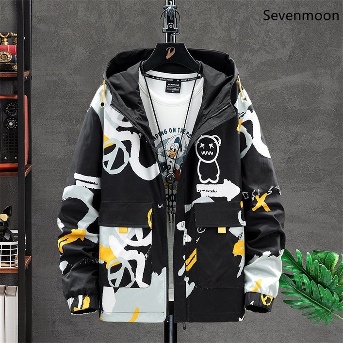 Sevenmoon 남자 재킷 코트 남성복 가을 바람막이 코트 빅사이즈 M-8XL