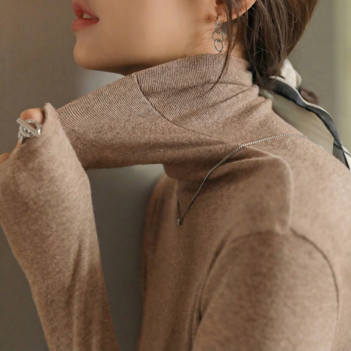 패피샵 여성 캐시미어 터틀넥 긴목 폴라 니트