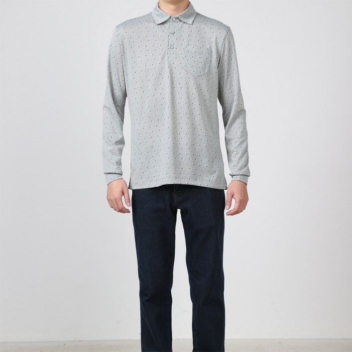 런던포그 본사직영 신상 할인 그레이 올오버 프린트 티셔츠 LPFTA915