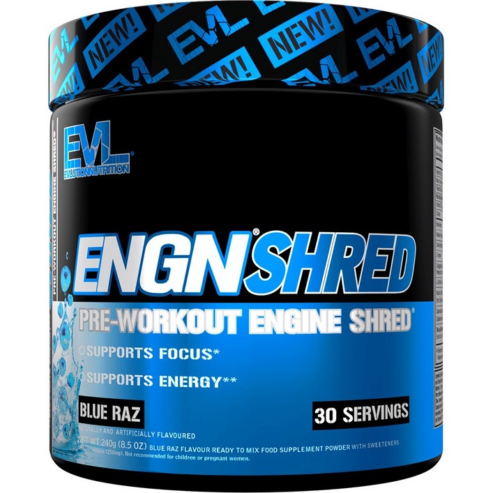 EVLUTIONNUTRITION ENGN 슈레드 프리-워크아웃 엔진 블루 라즈베리 맛