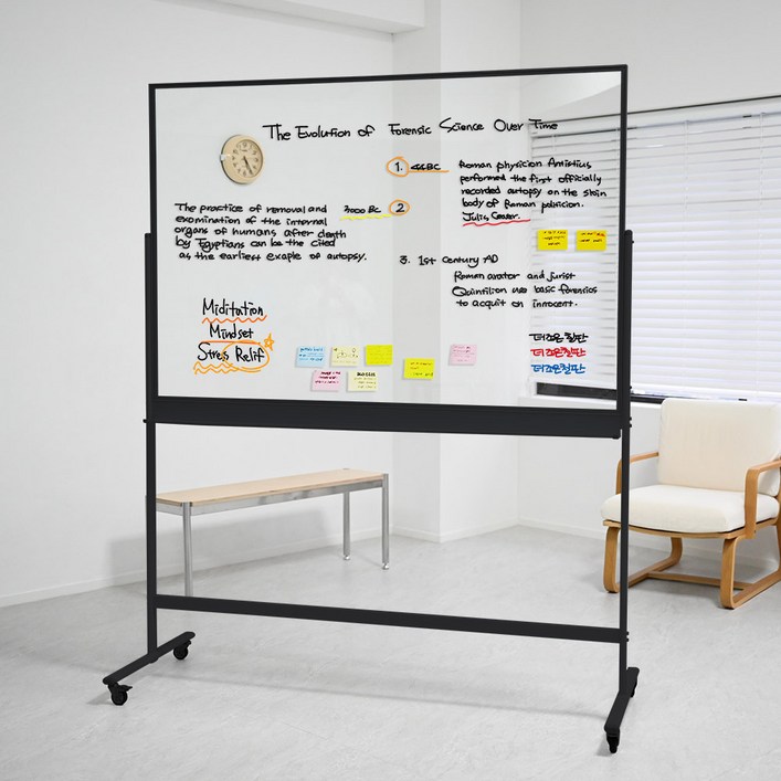 더조은칠판 강화유리칠판 자석형 투명 글라스보드 투명칠판 이동식스탠드 세트