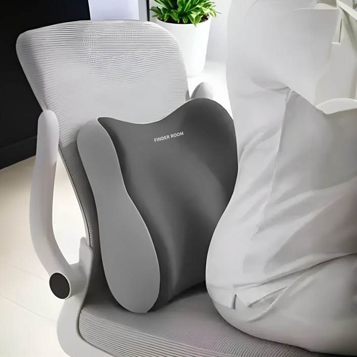 파인더룸 편안한 사무실 바른자세 등받이 허리 쿠션, 블랙그레이