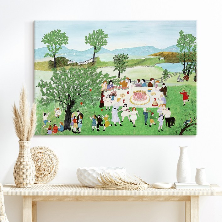 더 아트 컴퍼니 그랜마 모지스 모음전 따뜻 힐링 명화그림 액자 행복 그림 아이방 카페 홈데코 거실 사무실 매장 인테리어 50종 125, 4. GM생일케이크