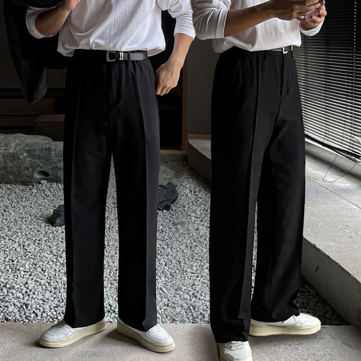 남자 시크릿밴딩 구김없는 스판 핀턱 세미와이드 슬랙스 빅사이즈 정장바지