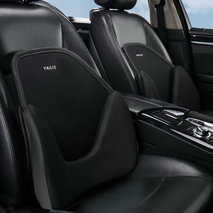 YAILIS 자동차 허리받침 요추 지지대 차량용허리쿠션 사무실허리받침 차량등받이쿠션, 블랙