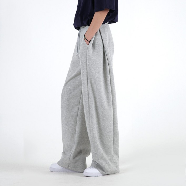 오버나인 남자 남성 옆트임 사이드 핀턱 와이드 트레이닝 팬츠