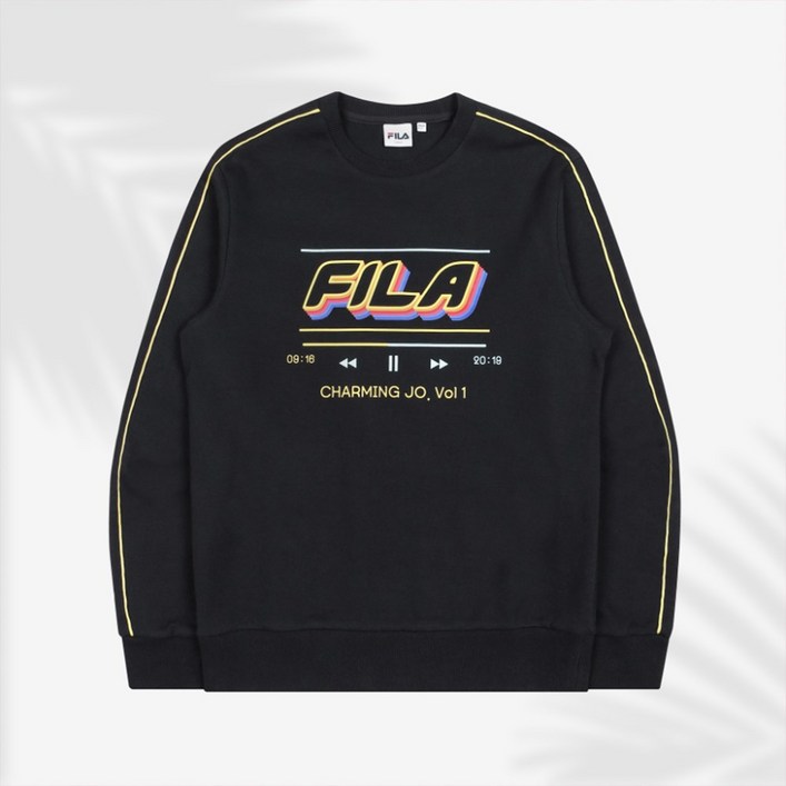 FILA 휠라 공용 조매력 라운드 맨투맨 티셔츠 FS2POB2J03XBLK