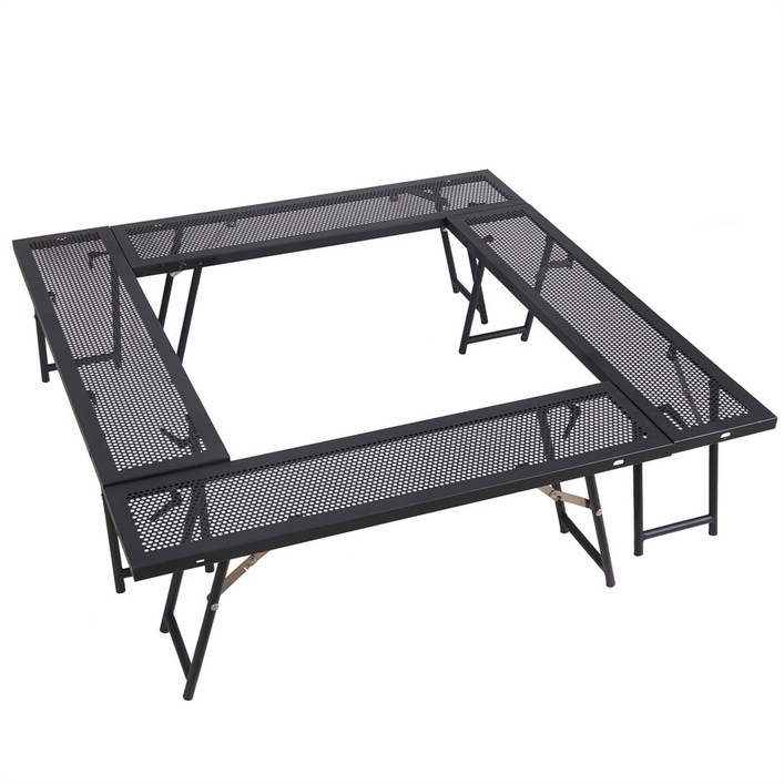 SUNYE 화로대 테이블 캠핑 화로대테이블 메쉬 테이블 다기능 난로 테이블 수납 가방이있는 재구성 가능한 야외 철제 난로 테이블