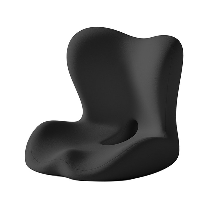 Youchen 바른자세교정 메모리폼 3D일체형허리쿠션 사무실의자 등받이쿠션 편안한 꼬리뼈 보호방석 골반 압력 분산, 블랙