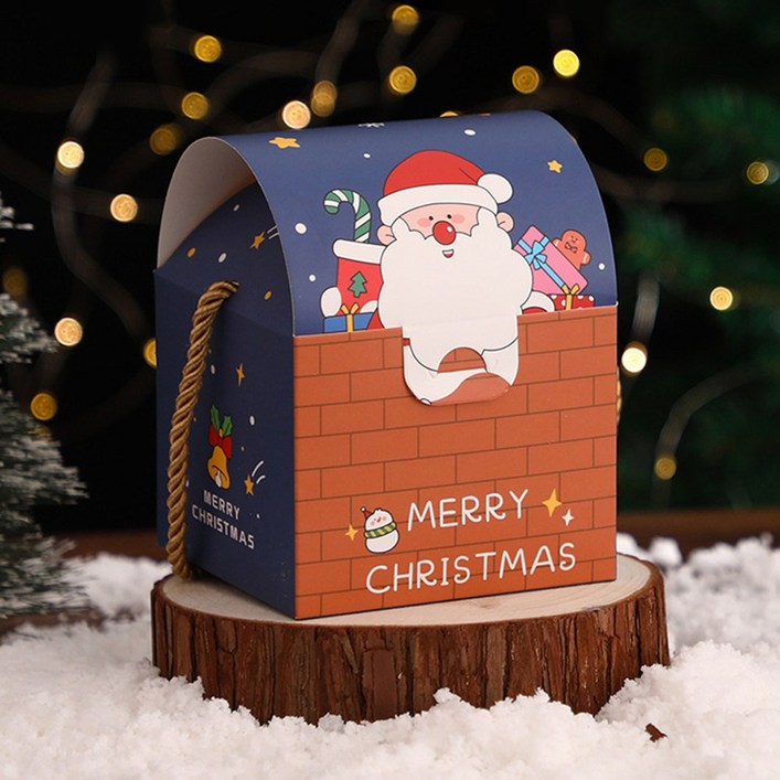 드림팩토리 크리스마스 구디백 선물상자 10개스티커1롤, 1세트, 네이비