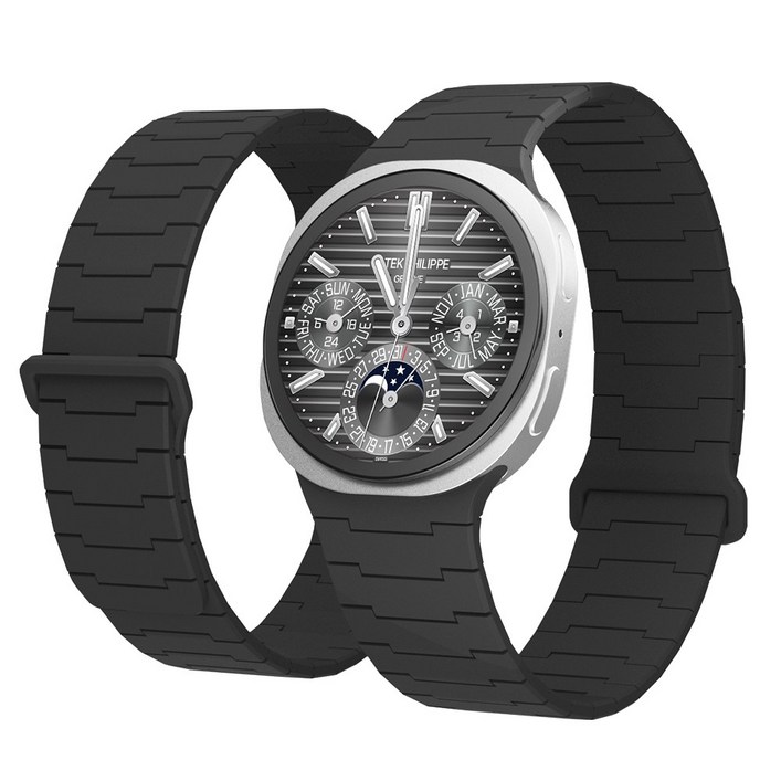 캘릭스 갤럭시워치 호환 실리콘 버클링 마그네틱 스트랩 밴드 시계줄, 차콜블랙, 1개