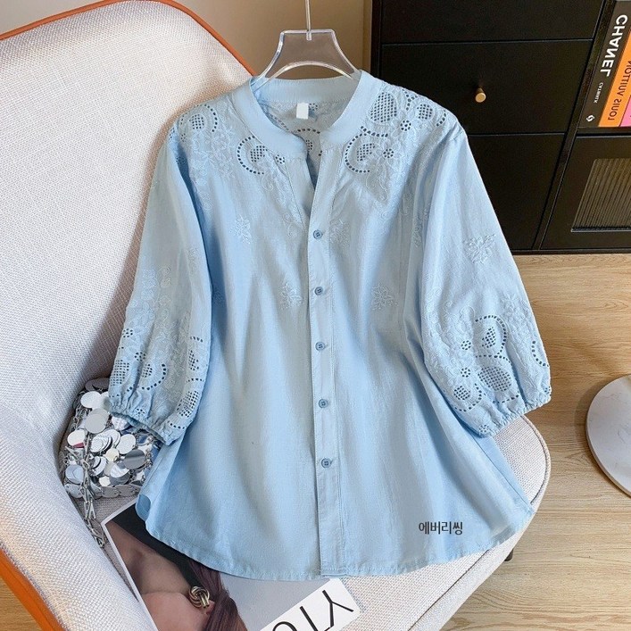 에버리씽 여성 빅사이즈 3컬러 7부 블라우스 T347