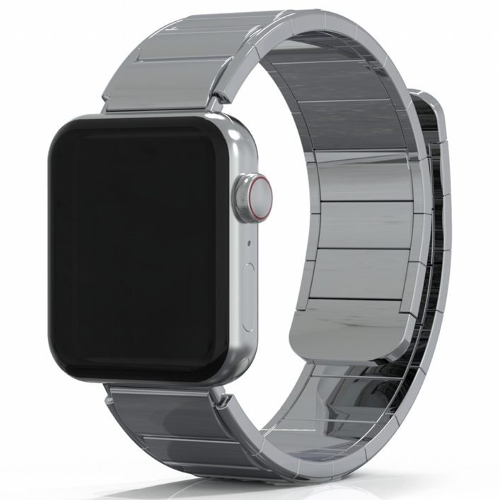 아이메이드잇 애플워치 호환 링크 마그네틱 브레이슬릿 스트랩 밴드 시계줄, 실버