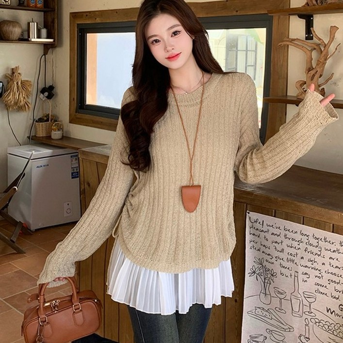 비아이와이 여성 봄 가을 데일리 민소매니트 캐주얼 투피스 세트 D36