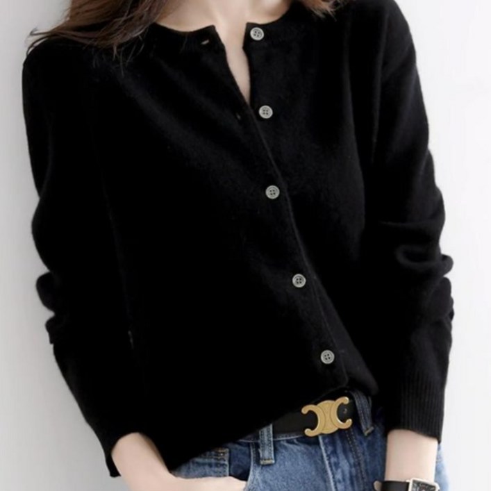 핑크셀럽 보들 라운드 니트 가디건